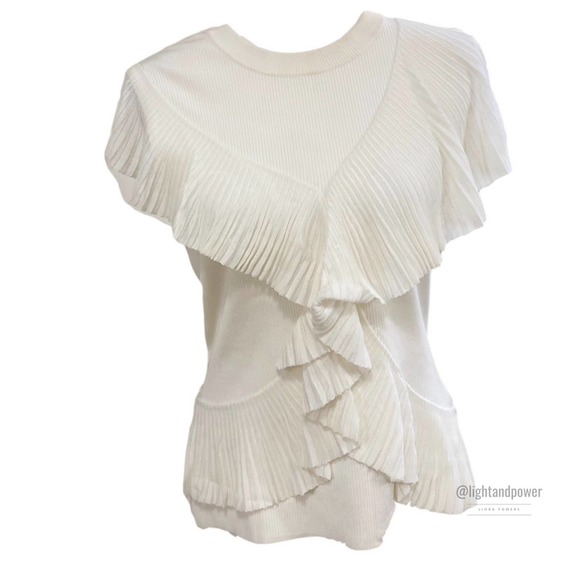 Givenchy Tops - Givenchy Ribbed Knit Jersey White Blouse L  EUC